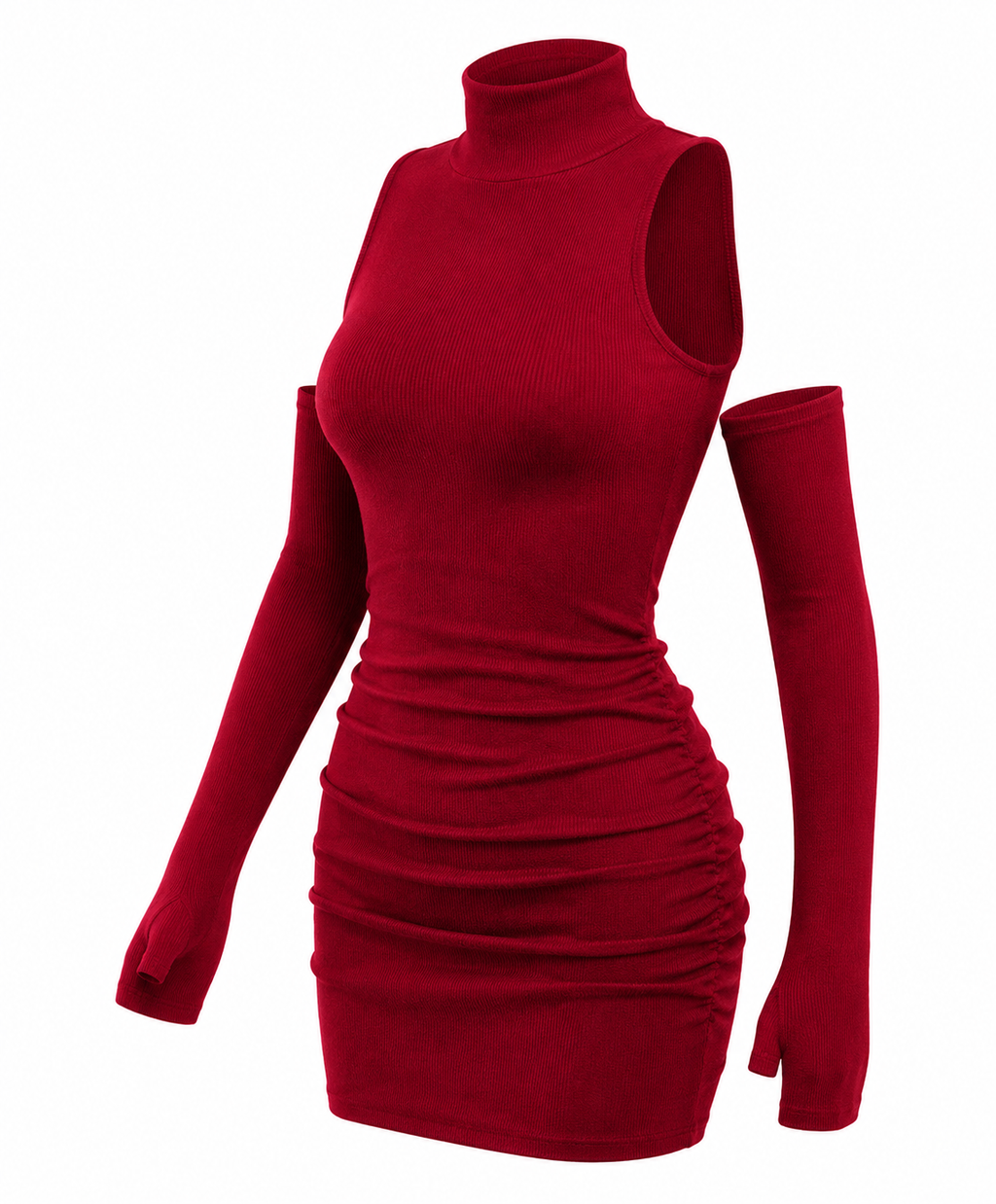 Sexy Mini Dress Women'S Oversleeve Pleated Bodycon Dress High Neck Autumn Black Shinny Elastic Party Tank Hip Wrap Dresses Club